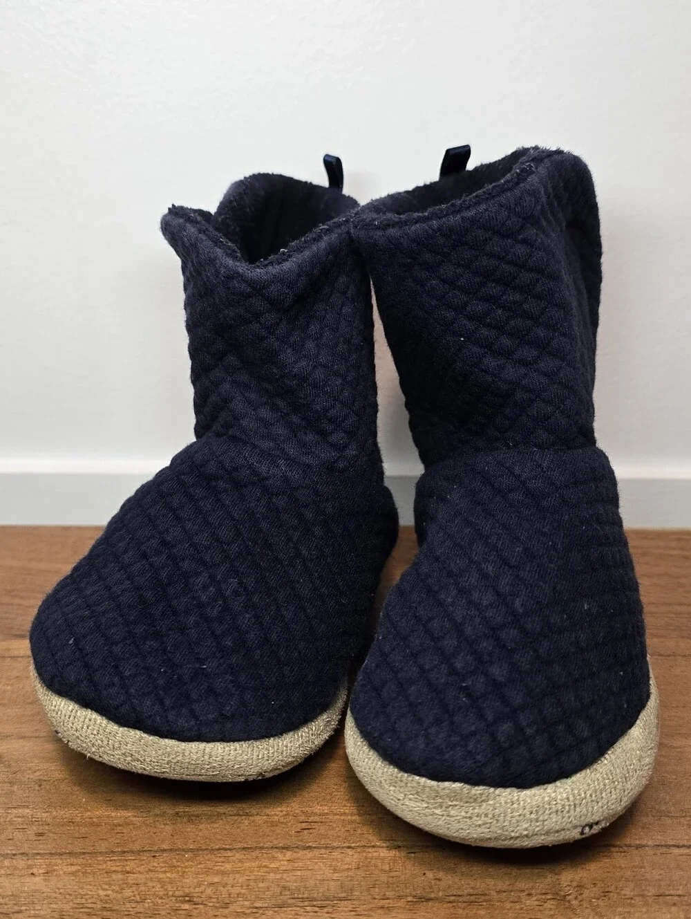Old Navy Navy Quilted Kids Warm Bootie Slippers